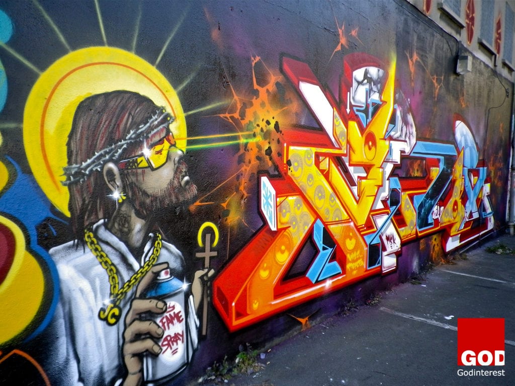 Graffiti of Jesus Christ with crown of thorns