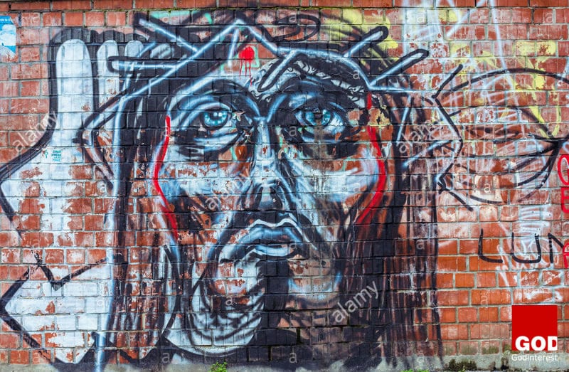 Graffiti of Jesus Christ with crown of thorns