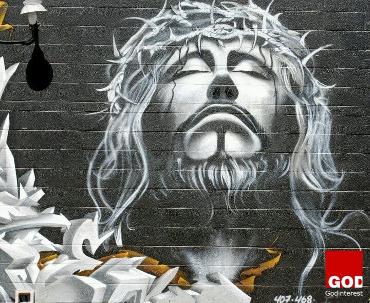 Graffiti of Jesus Christ with crown of thorns