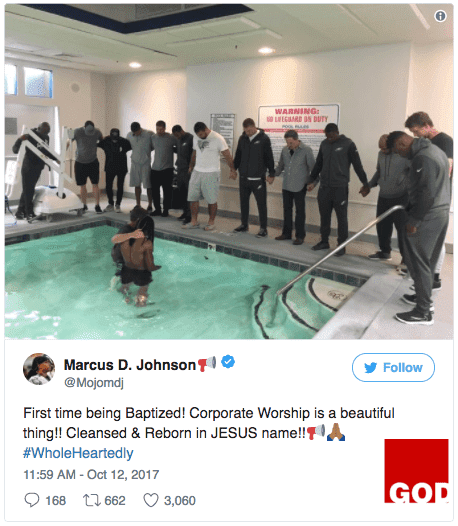 Eagles Wide Receiver Marcus Johnson Gets Baptized In Hotel Pool