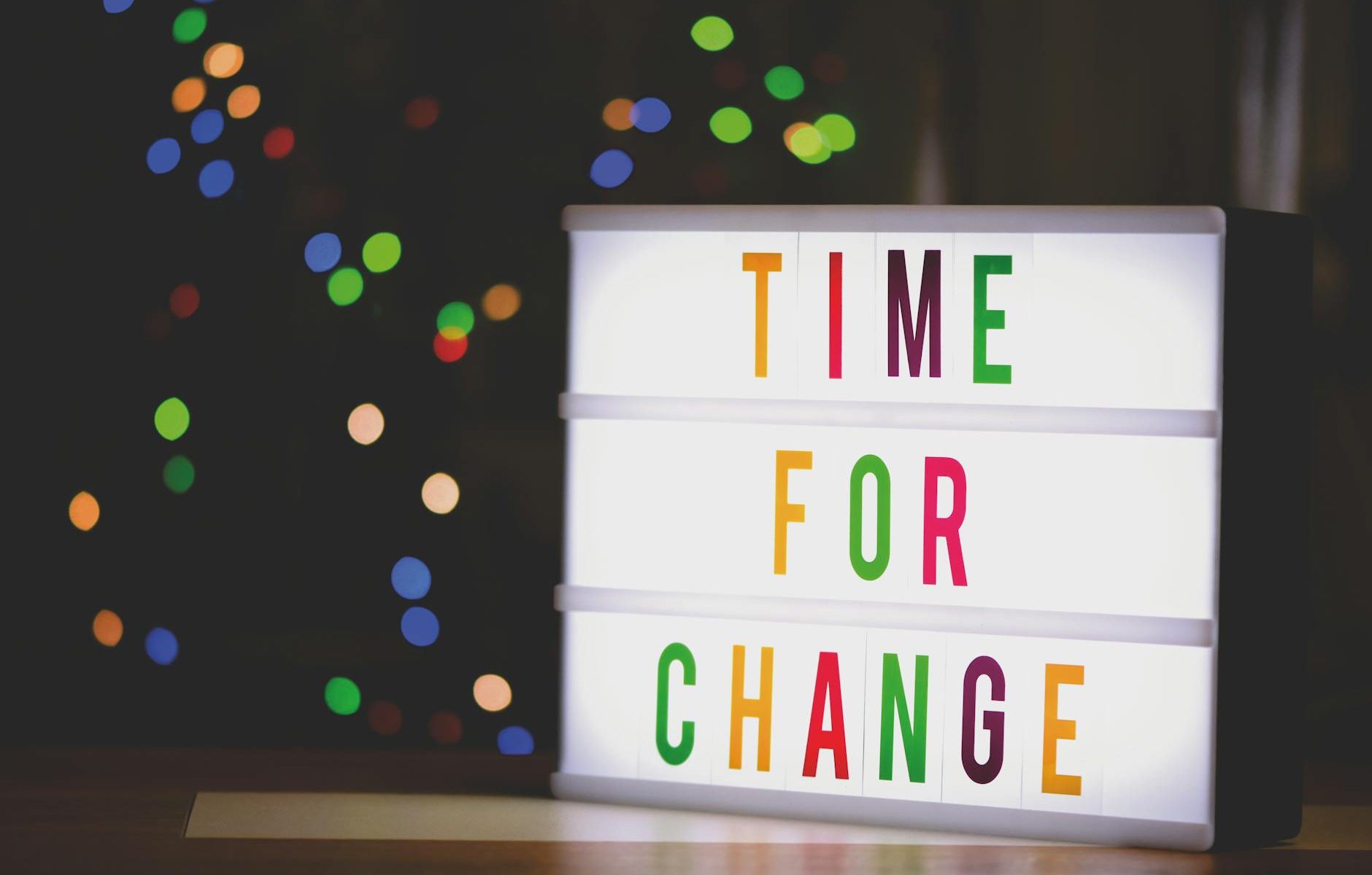 time for change sign with led light