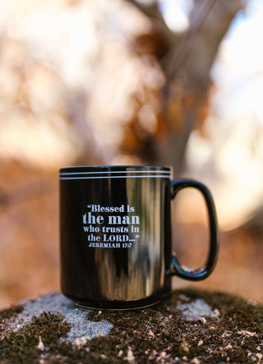 close up photo of black ceramic mug